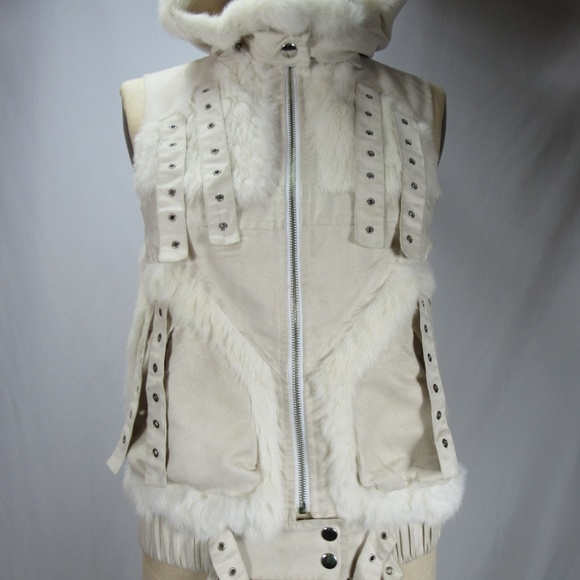 Chicy Jackets & Blazers - CHICY Sweden Suede Rabbit Fur Vest White S / M